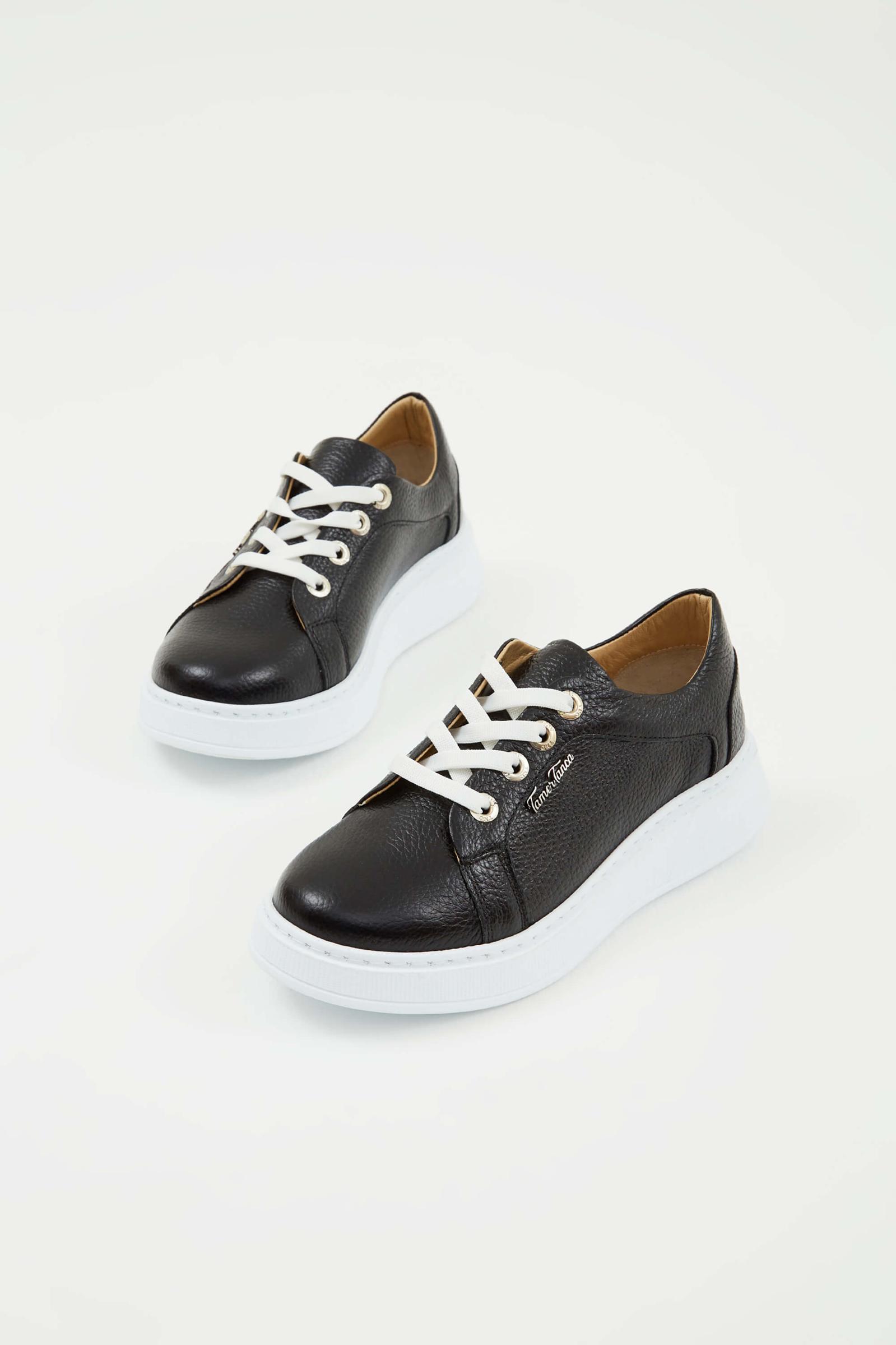 Tamer Tanca Tamer Tanca Kadın Hakiki Deri Siyah Floter Sneakers &amp; Spor Ayakkabı | FashFed Siyah - 4. görsel