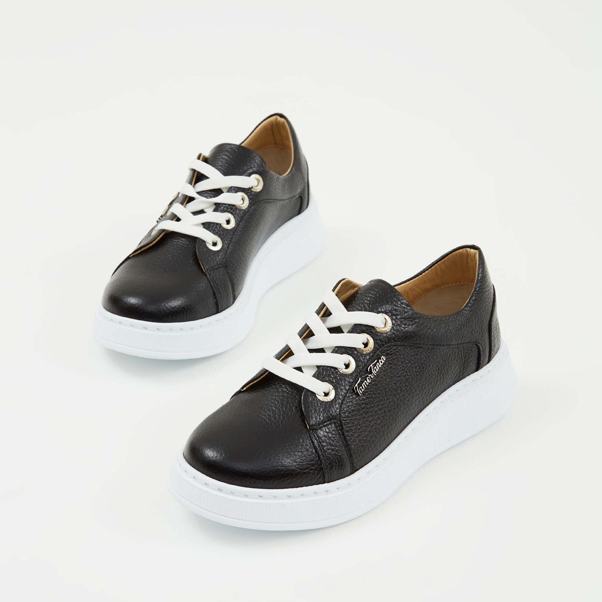 Tamer Tanca Kadın Hakiki Deri Siyah Floter Sneakers & Spor Ayakkabı