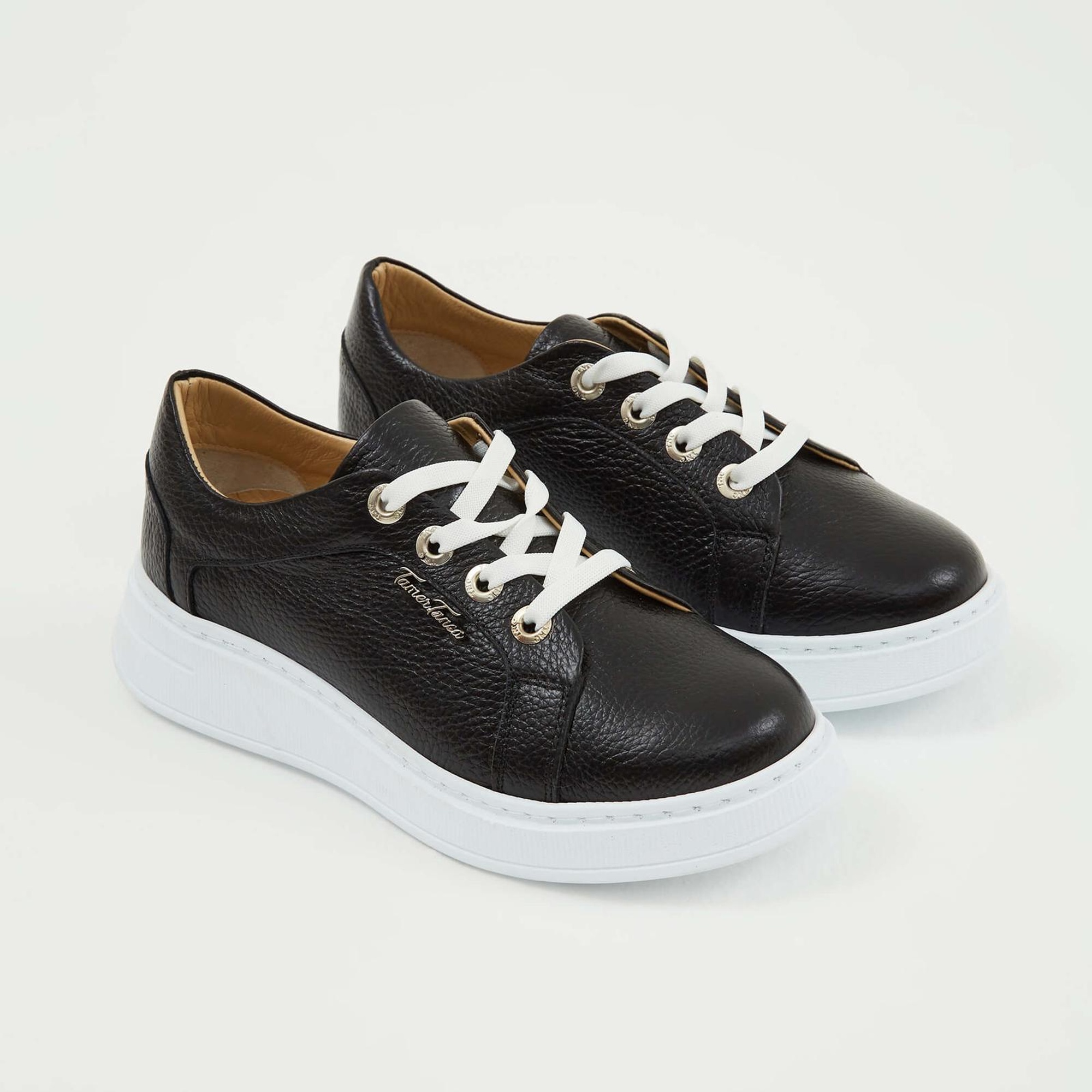 Tamer Tanca Kadın Hakiki Deri Siyah Floter Sneakers & Spor Ayakkabı