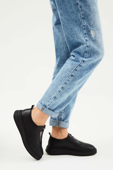  Tamer Tanca Kadın Hakiki Deri Siyah Deri Sneakers & Spor Ayakkabı