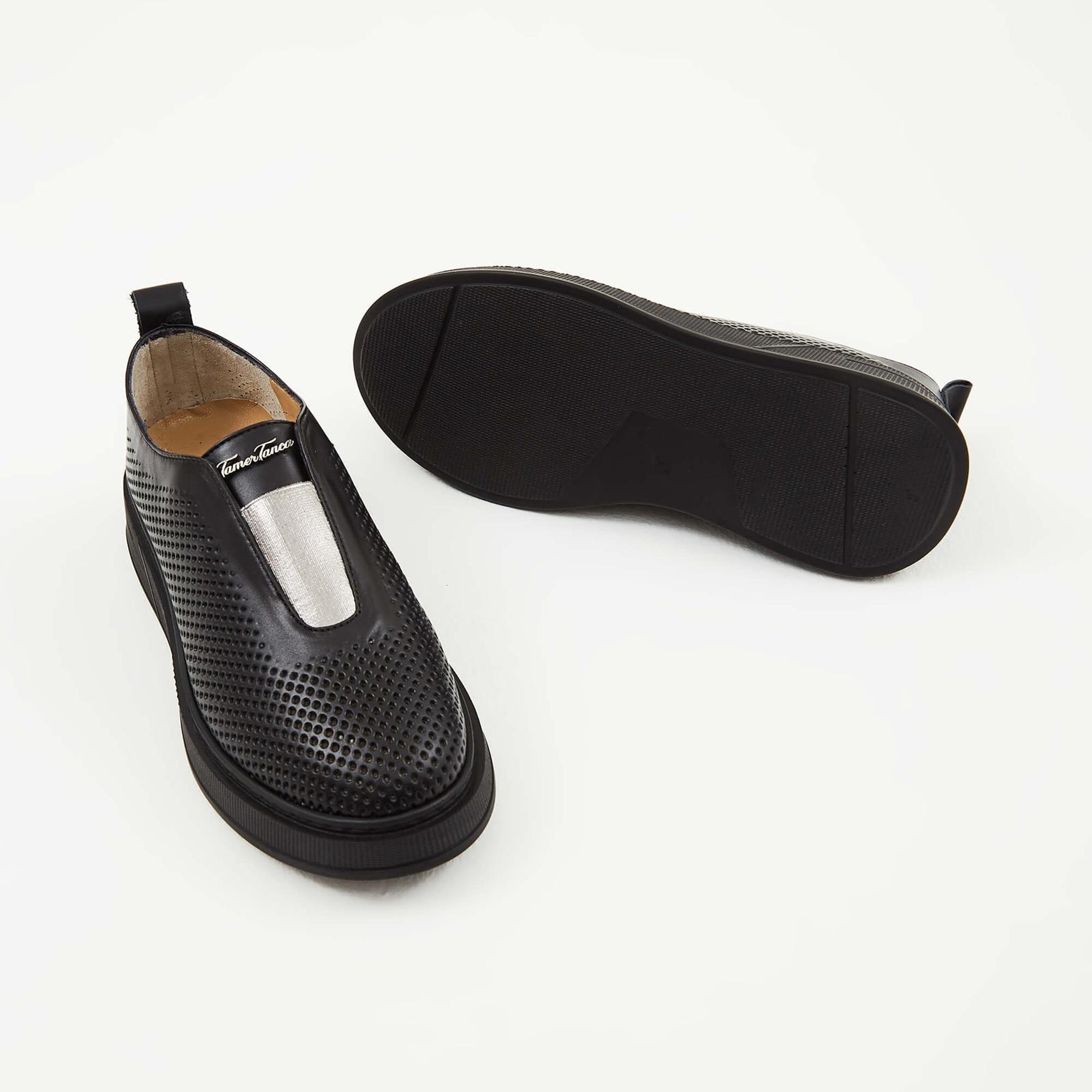 Tamer Tanca Kadın Hakiki Deri Siyah Deri Sneakers & Spor Ayakkabı