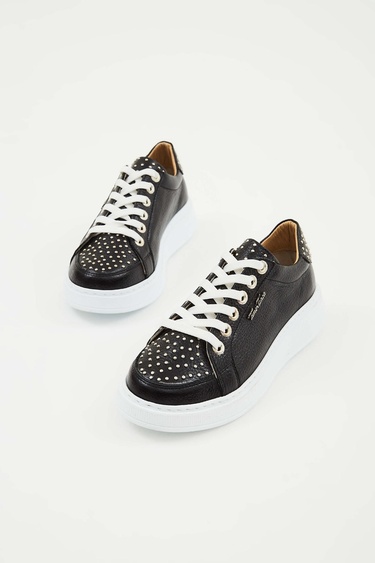  Tamer Tanca Kadın Hakiki Deri Siyah Floter Sneakers & Spor Ayakkabı