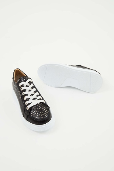  Tamer Tanca Kadın Hakiki Deri Siyah Floter Sneakers & Spor Ayakkabı