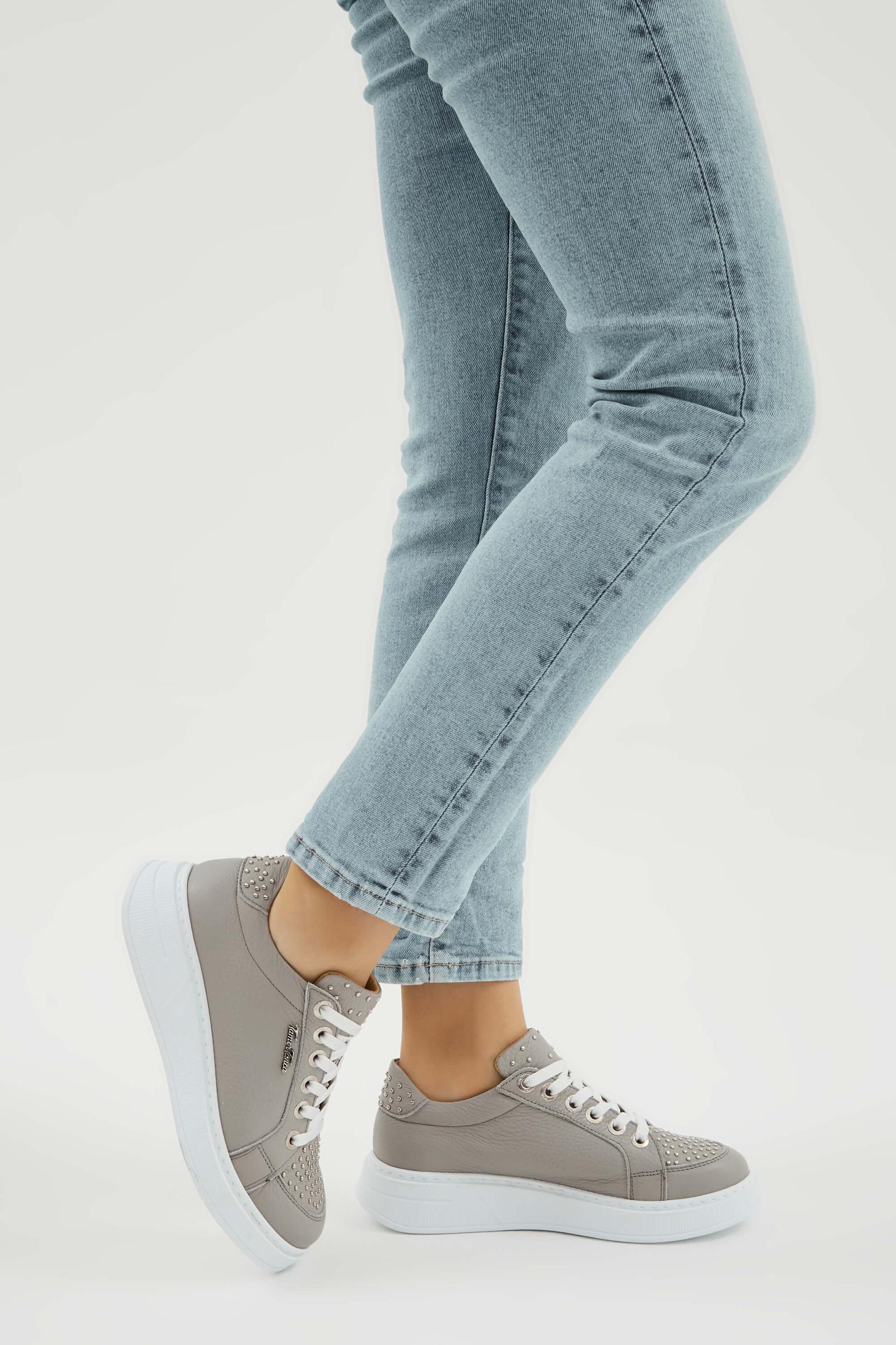 Tamer Tanca Tamer Tanca Kadın Hakiki Deri Gri Sneakers &amp; Spor Ayakkabı | FashFed Gri - 5. görsel