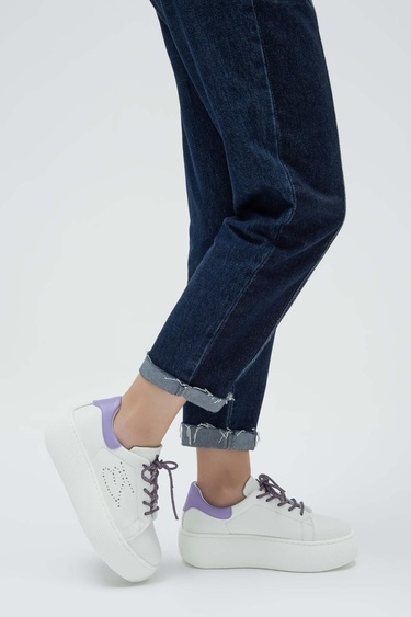  Tamer Tanca Kadın Vegan Beyaz/Mor Sneakers & Spor Ayakkabı