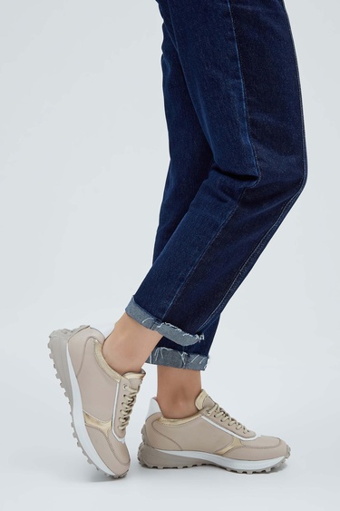  Tamer Tanca Kadın Hakiki Deri Bej Sneakers & Spor Ayakkabı