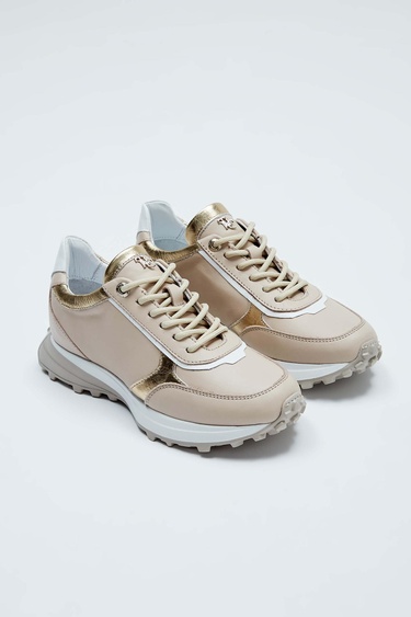  Tamer Tanca Kadın Hakiki Deri Bej Sneakers & Spor Ayakkabı