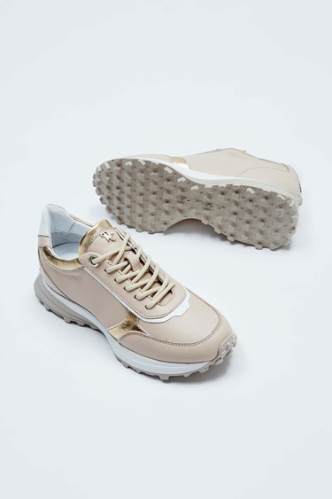  Tamer Tanca Kadın Hakiki Deri Bej Sneakers & Spor Ayakkabı