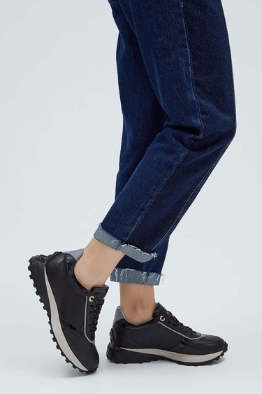  Tamer Tanca Kadın Hakiki Deri Siyah Deri Sneakers & Spor Ayakkabı