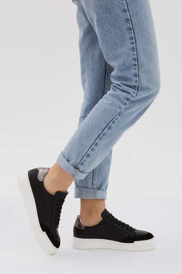  Tamer Tanca Kadın Hakiki Deri Siyah Sneakers & Spor Ayakkabı