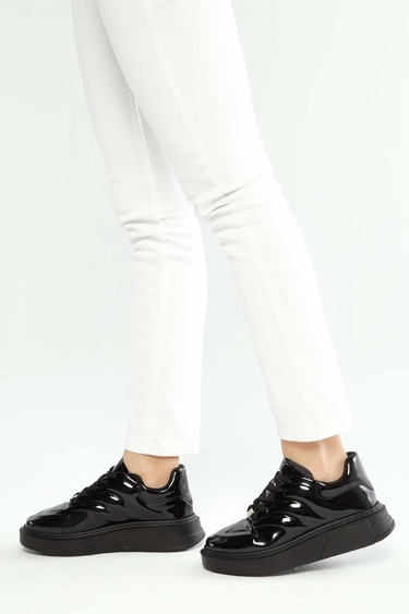  Tamer Tanca Kadın Vegan Siyah Rugan Sneakers & Spor Ayakkabı