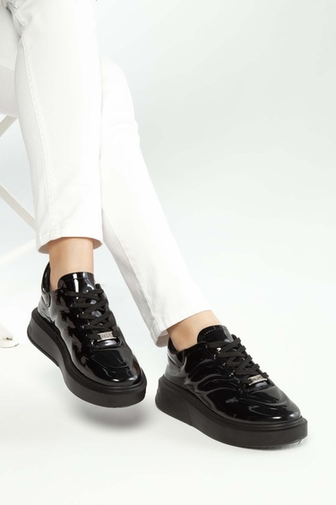  Tamer Tanca Kadın Vegan Siyah Rugan Sneakers & Spor Ayakkabı