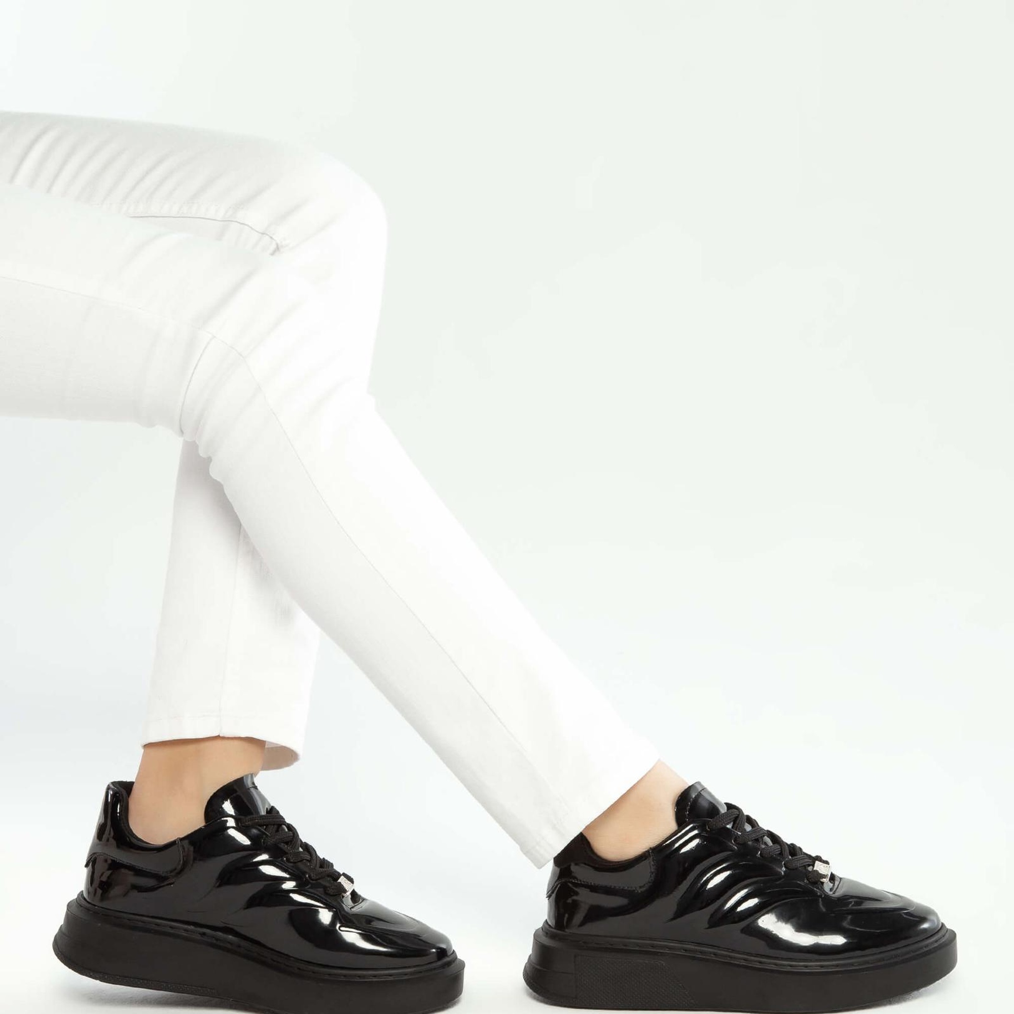 Tamer Tanca Kadın Vegan Siyah Rugan Sneakers & Spor Ayakkabı