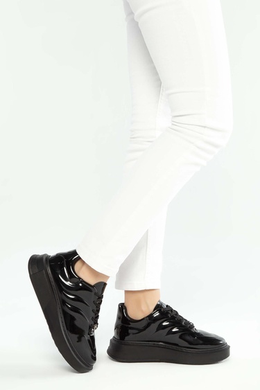  Tamer Tanca Kadın Vegan Siyah Rugan Sneakers & Spor Ayakkabı