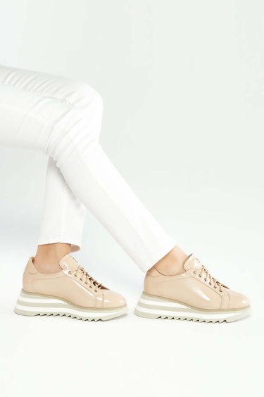  Tamer Tanca Kadın Hakiki Deri Bej Sneakers & Spor Ayakkabı