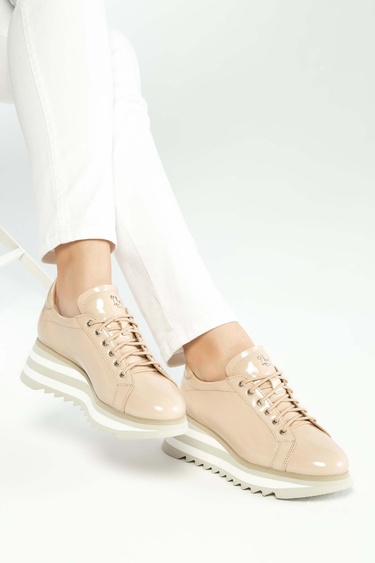  Tamer Tanca Kadın Hakiki Deri Bej Sneakers & Spor Ayakkabı