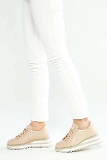 Tamer Tanca Kadın Hakiki Deri Bej Sneakers & Spor Ayakkabı