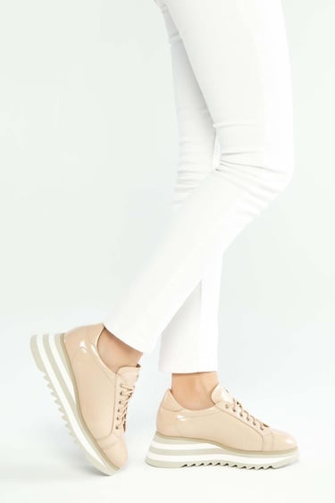  Tamer Tanca Kadın Hakiki Deri Bej Sneakers & Spor Ayakkabı