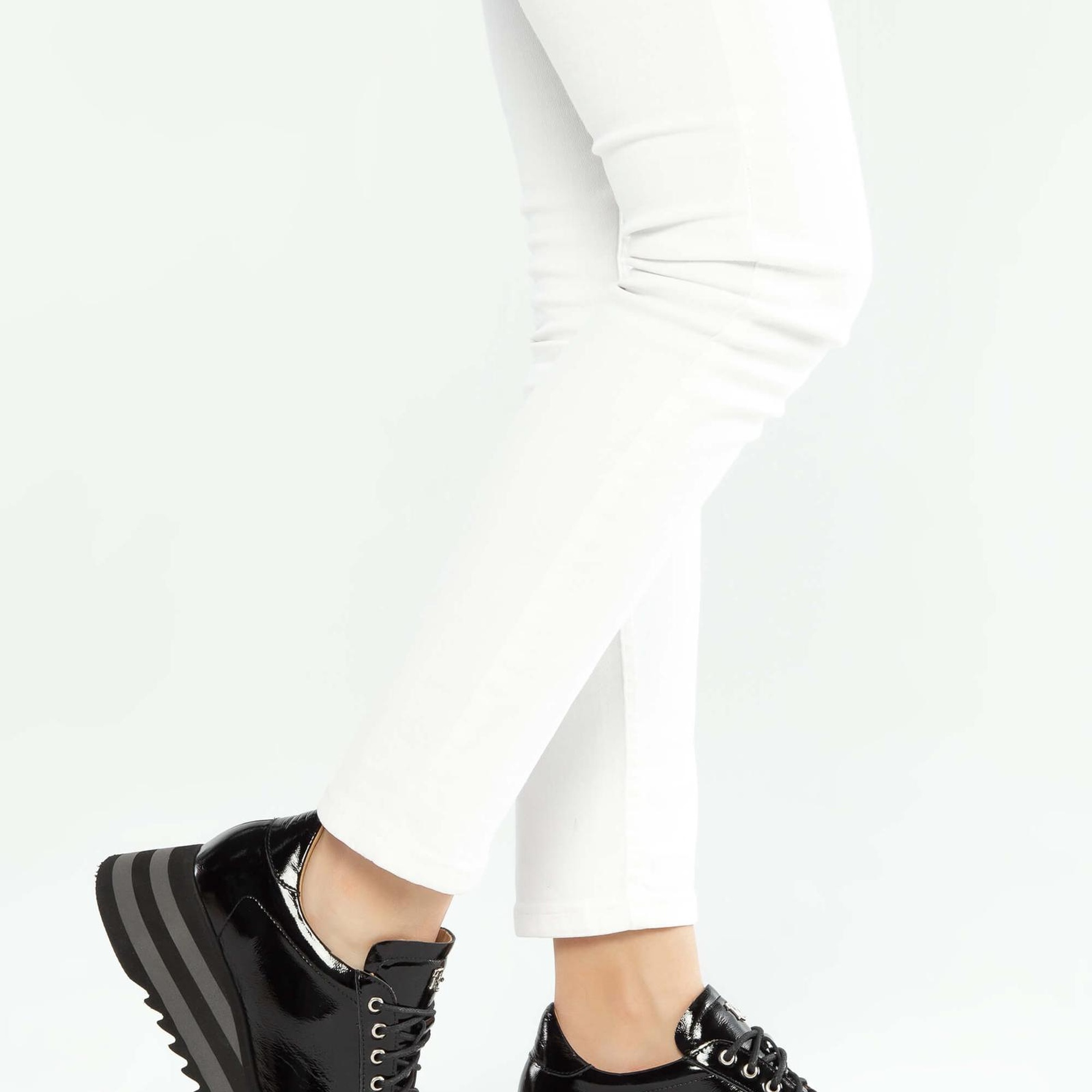 Tamer Tanca Kadın Hakiki Deri Siyah Rugan Sneakers & Spor Ayakkabı