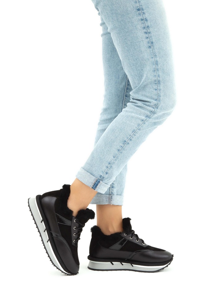  Tamer Tanca Kadın Hakiki Deri Siyah Sneakers & Spor Ayakkabı