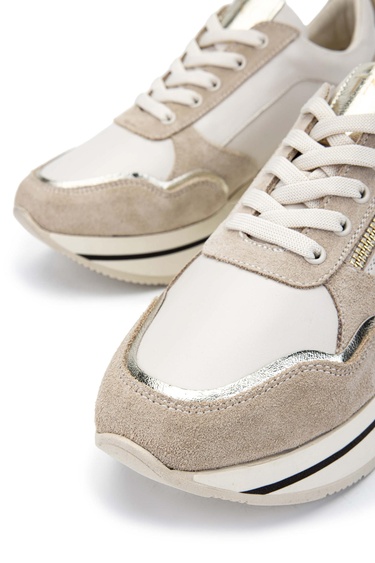  Tamer Tanca Kadın Hakiki Deri Bej Sneakers & Spor Ayakkabı