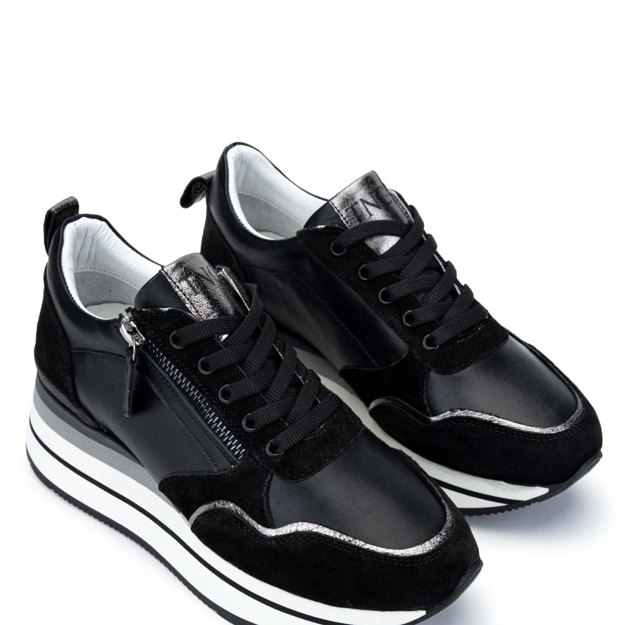 Tamer Tanca Kadın Hakiki Deri Siyah Sneakers & Spor Ayakkabı