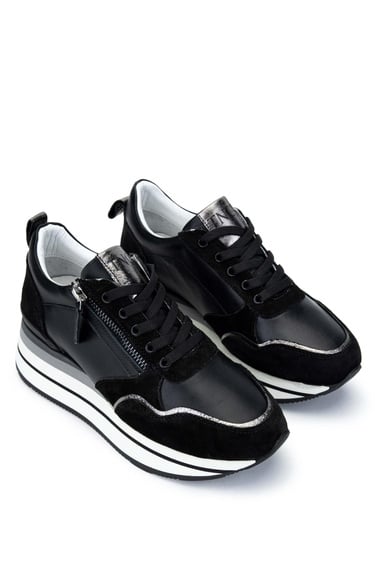  Tamer Tanca Kadın Hakiki Deri Siyah Sneakers & Spor Ayakkabı