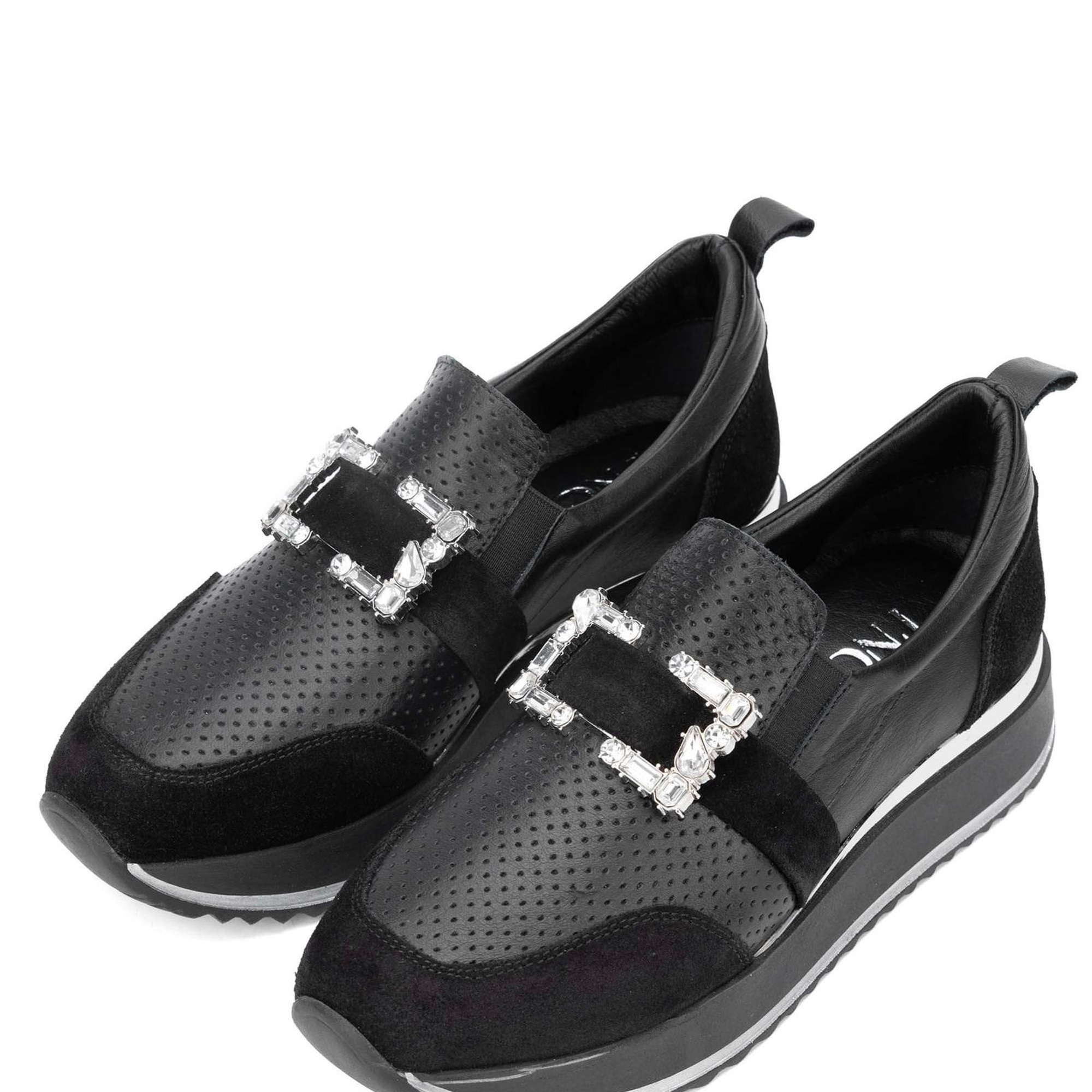 Tamer Tanca Kadın Hakiki Siyah Deri Sneakers & Spor Ayakkabı