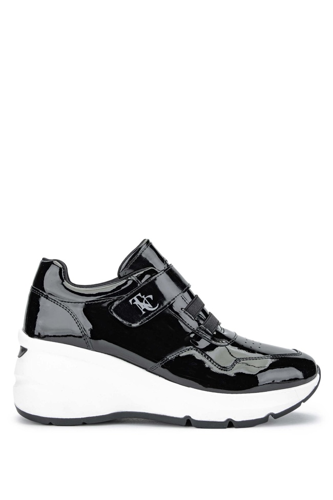  Tamer Tanca Kadın Hakiki Deri Siyah Rugan Sneakers & Spor Ayakkabı