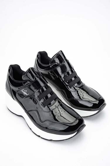  Tamer Tanca Kadın Hakiki Deri Siyah Rugan Sneakers & Spor Ayakkabı