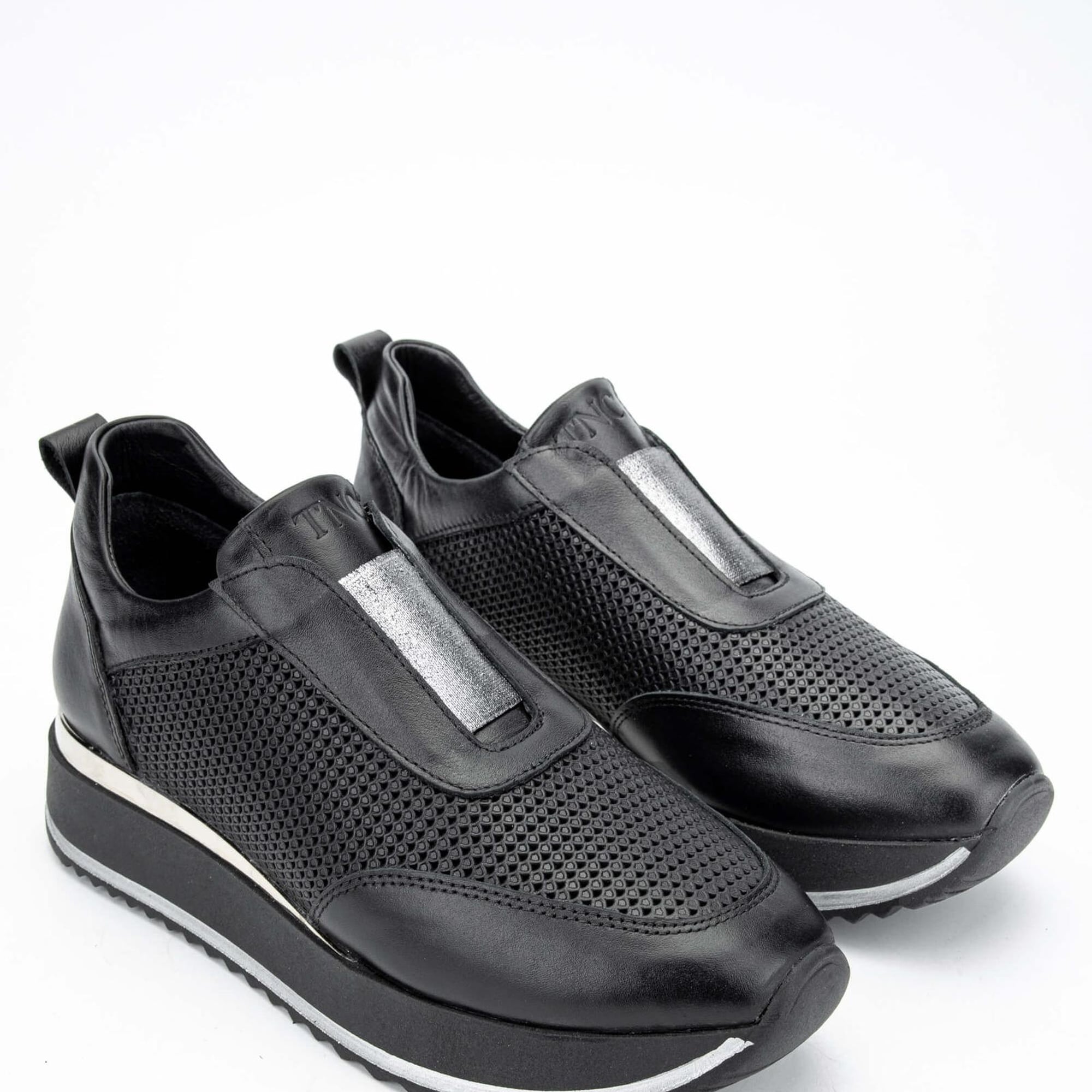 Tamer Tanca Kadın Hakiki Deri Siyah Deri Sneakers & Spor Ayakkabı