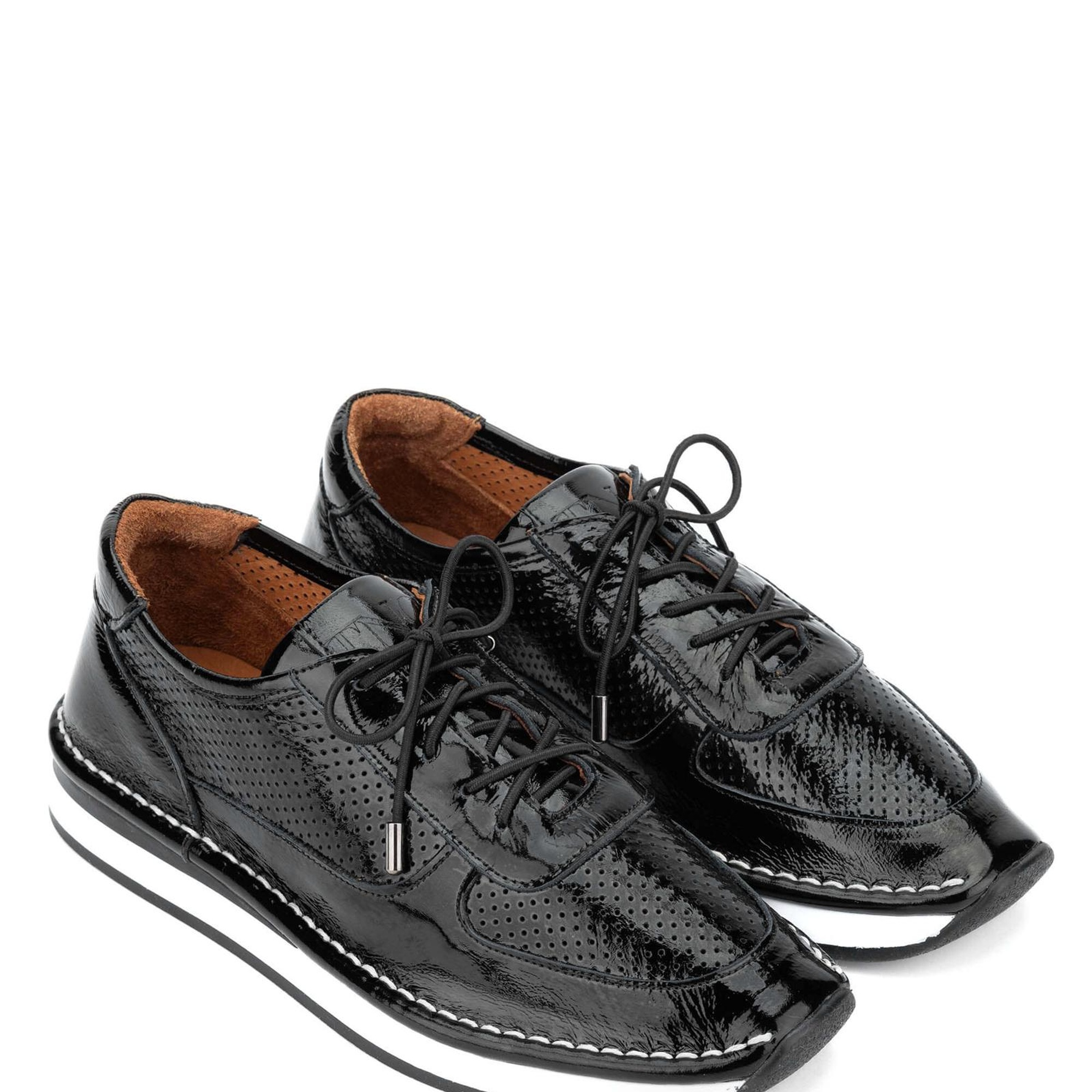 Tamer Tanca Kadın Deri Hasır Siyah Rugan Sneakers & Spor Ayakkabı