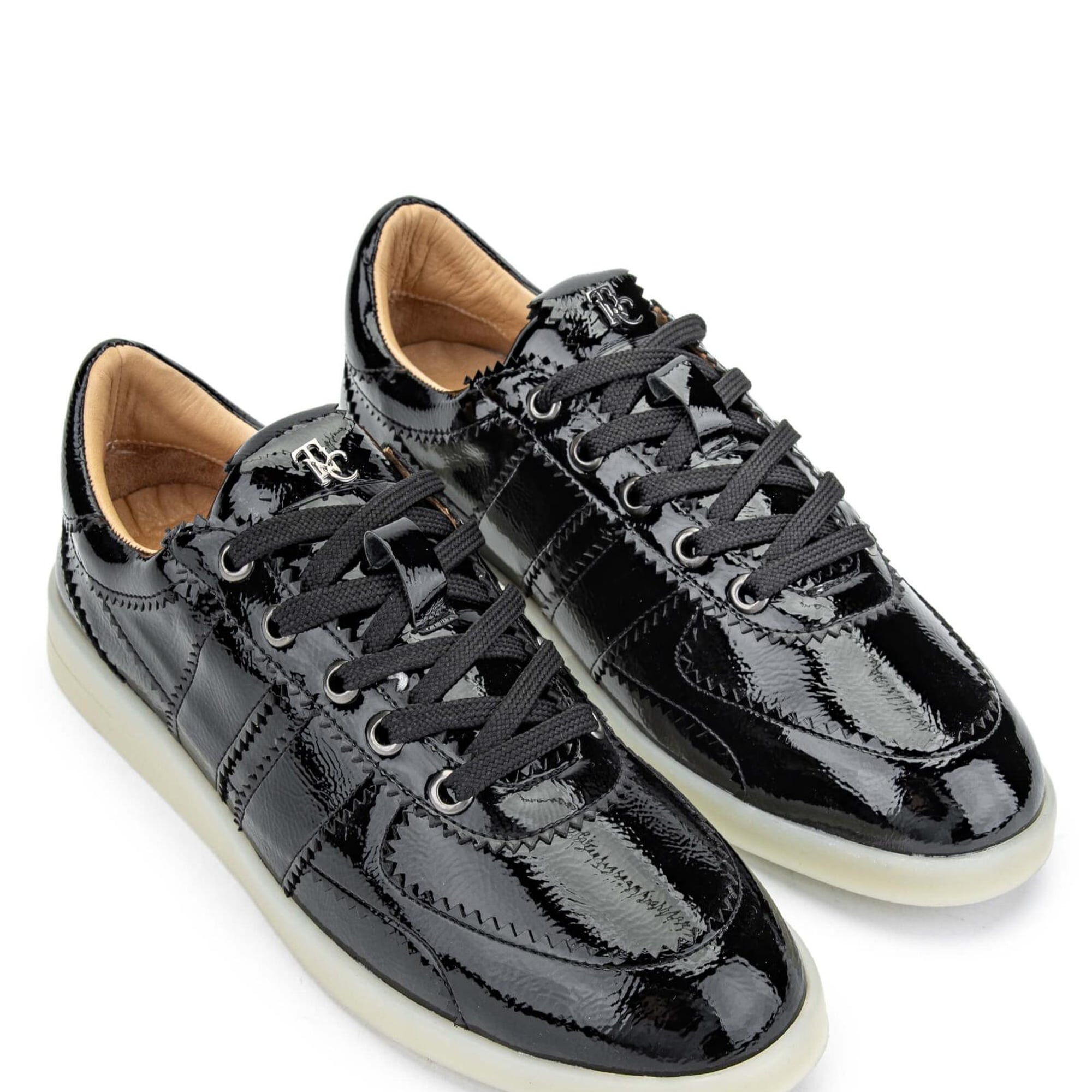 Tamer Tanca Kadın Hakiki Deri Siyah Rugan Sneakers & Spor Ayakkabı