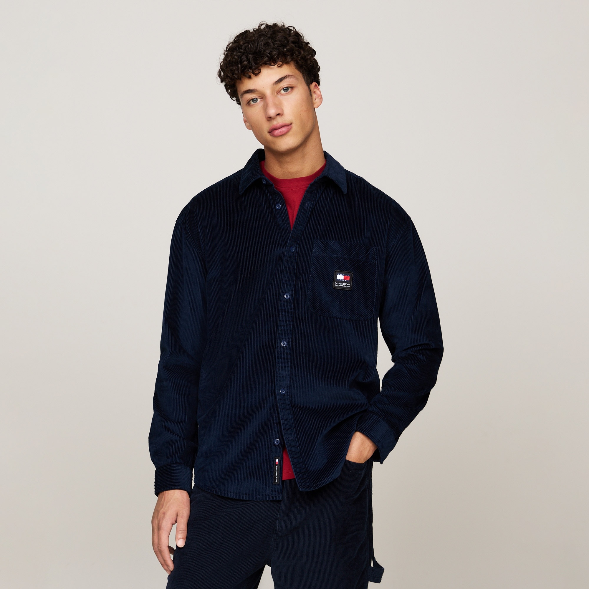 Tommy Hilfiger Jeans Corduroy Shırt Erkek Lacivert Gömlek