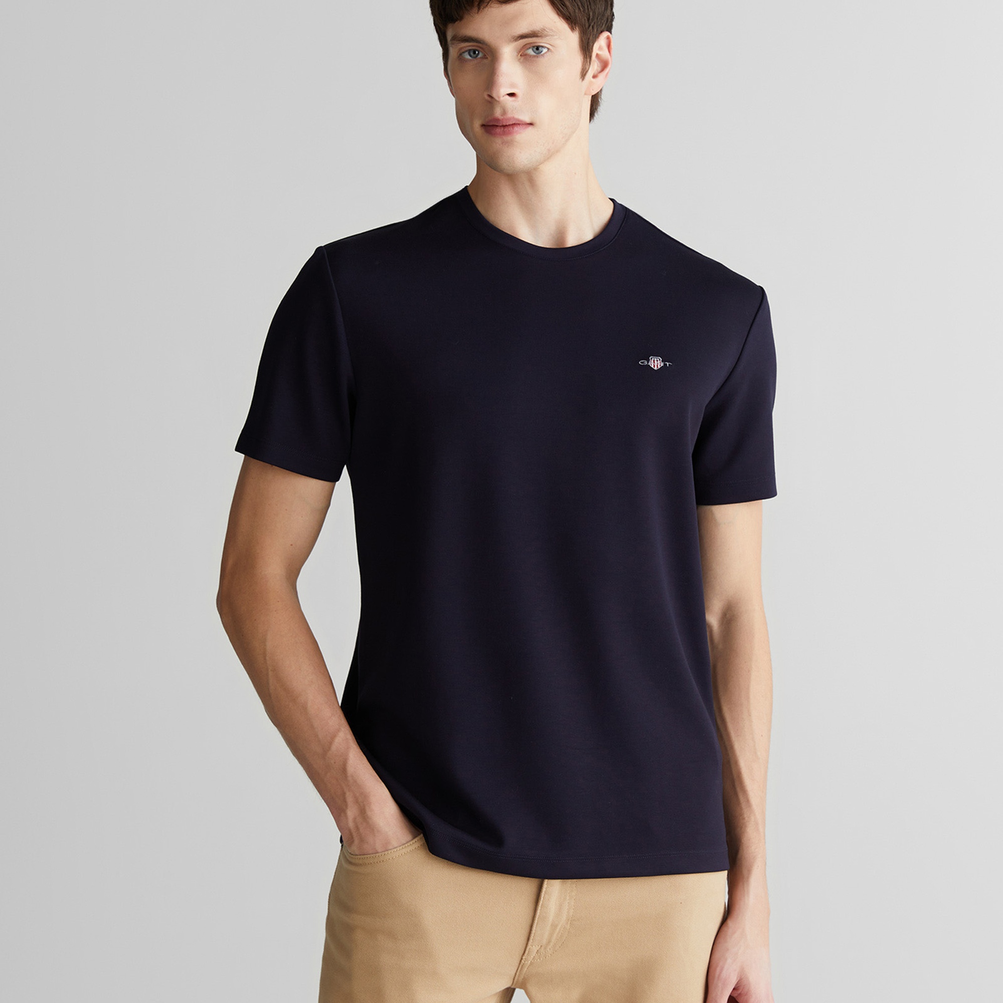 GANT Erkek Lacivert Relaxed Fit Bisiklet Yaka T-Shirt
