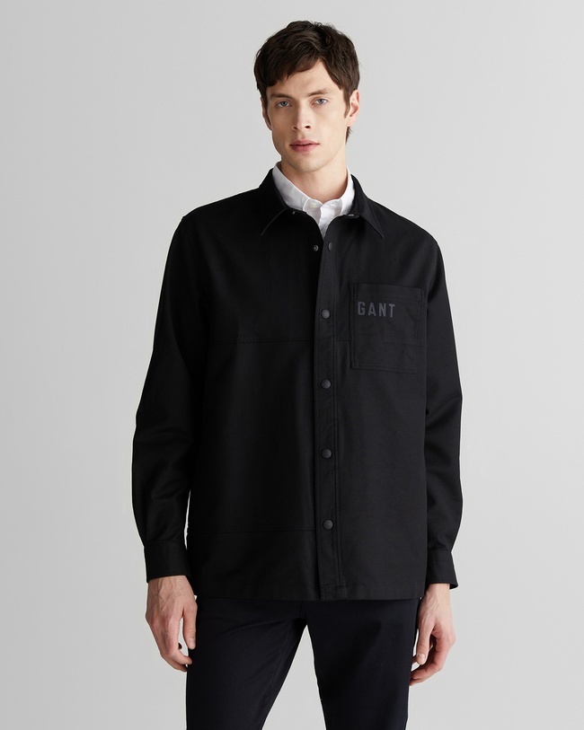  GANT Erkek Siyah Oversize Fit Logolu Gömlek