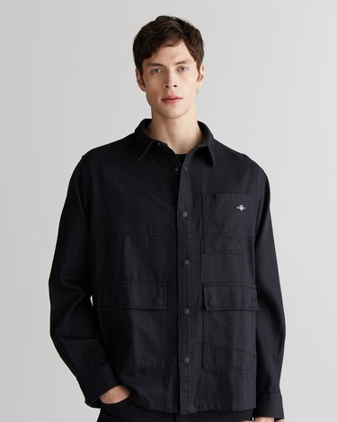  GANT Erkek Siyah Oversize Fit Gömlek