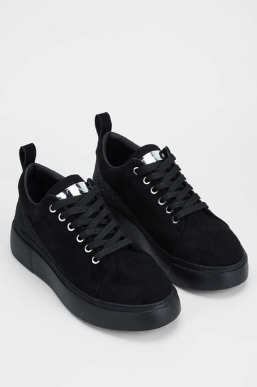  Tamer Tanca Kadın Vegan Siyah Süet Casual Ayakkabı