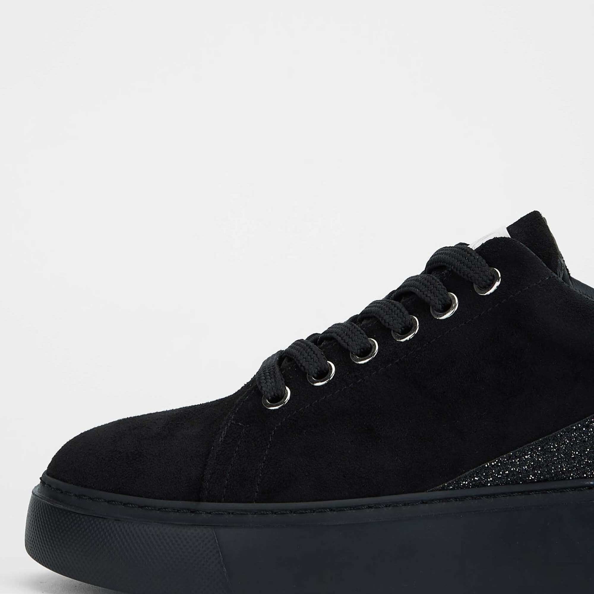 Tamer Tanca Kadın Vegan Siyah Süet Casual Ayakkabı