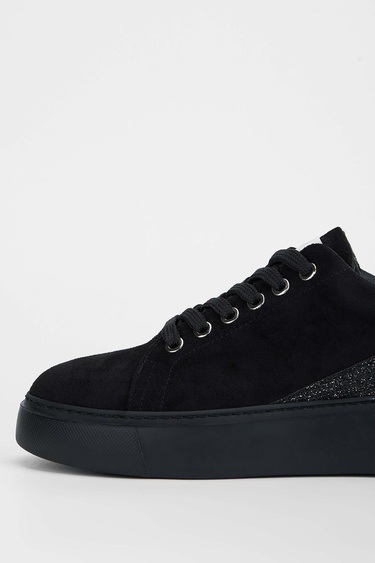  Tamer Tanca Kadın Vegan Siyah Süet Casual Ayakkabı