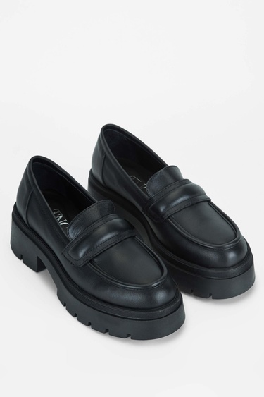  Tamer Tanca Kadın Hakiki Deri Siyah Deri Casual Ayakkabı