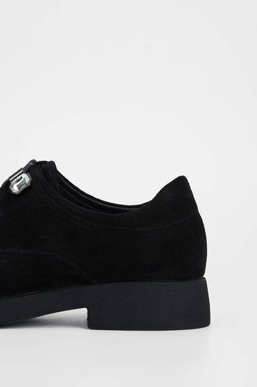  Tamer Tanca Kadın Hakiki Deri Siyah Süet Casual Ayakkabı