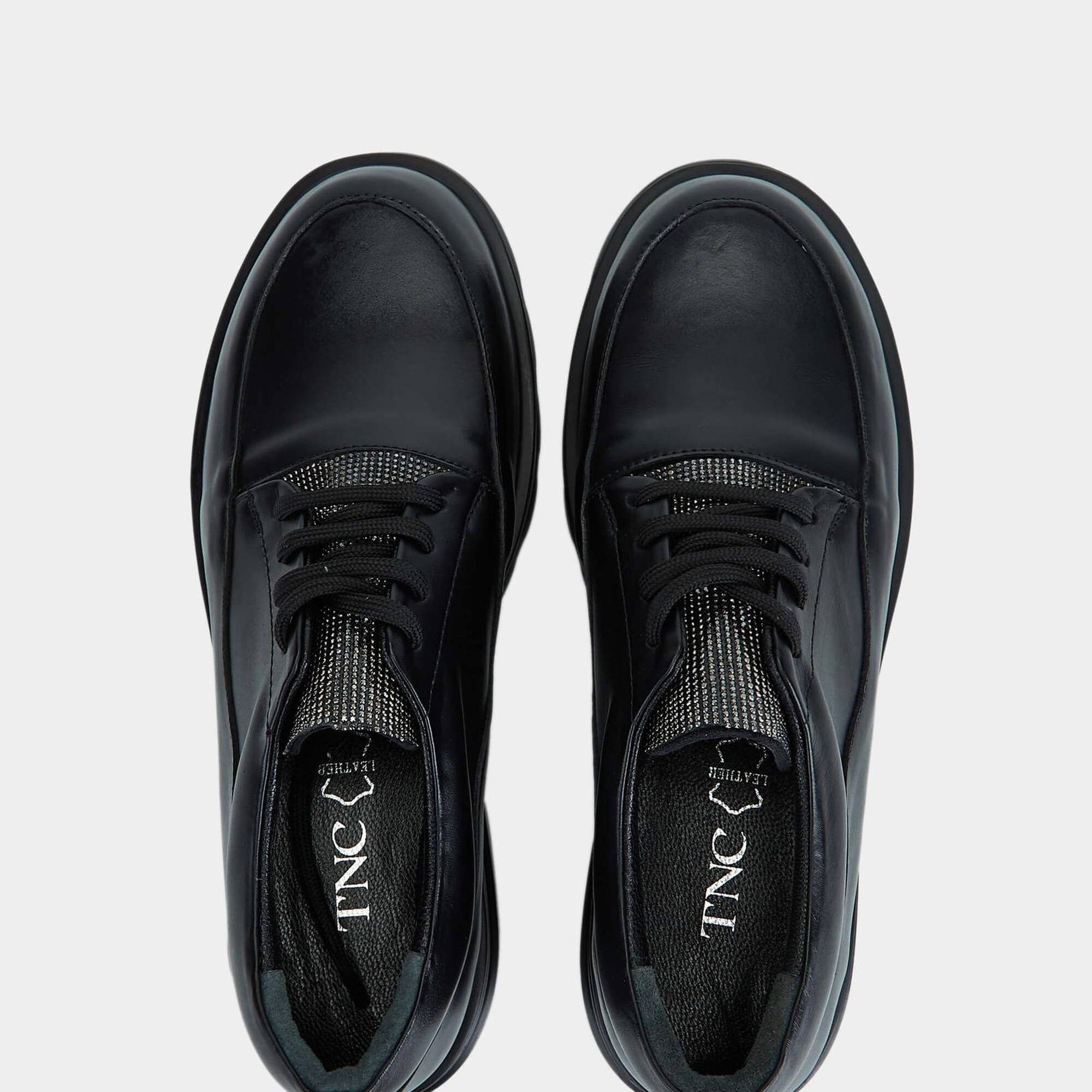 Tamer Tanca Kadın Hakiki Deri Siyah Deri Casual Ayakkabı