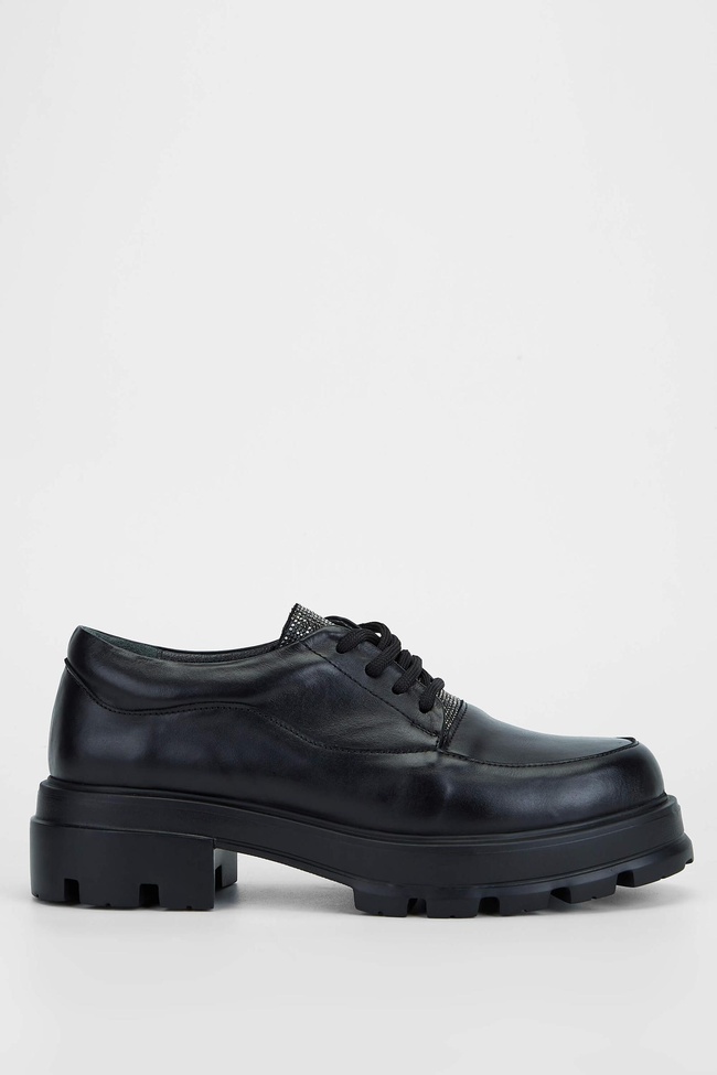  Tamer Tanca Kadın Hakiki Deri Siyah Deri Casual Ayakkabı