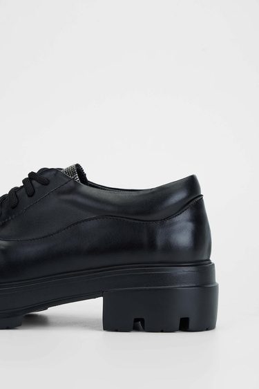  Tamer Tanca Kadın Hakiki Deri Siyah Deri Casual Ayakkabı