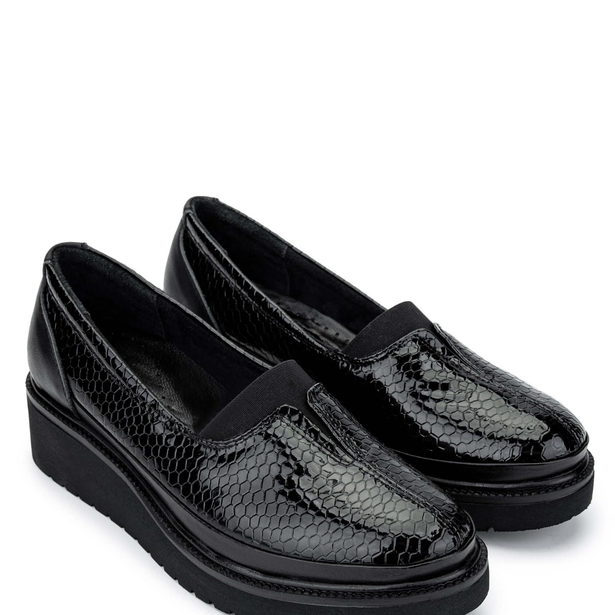 Tamer Tanca Kadın Hakiki Deri Siyah Kroko Casual Ayakkabı