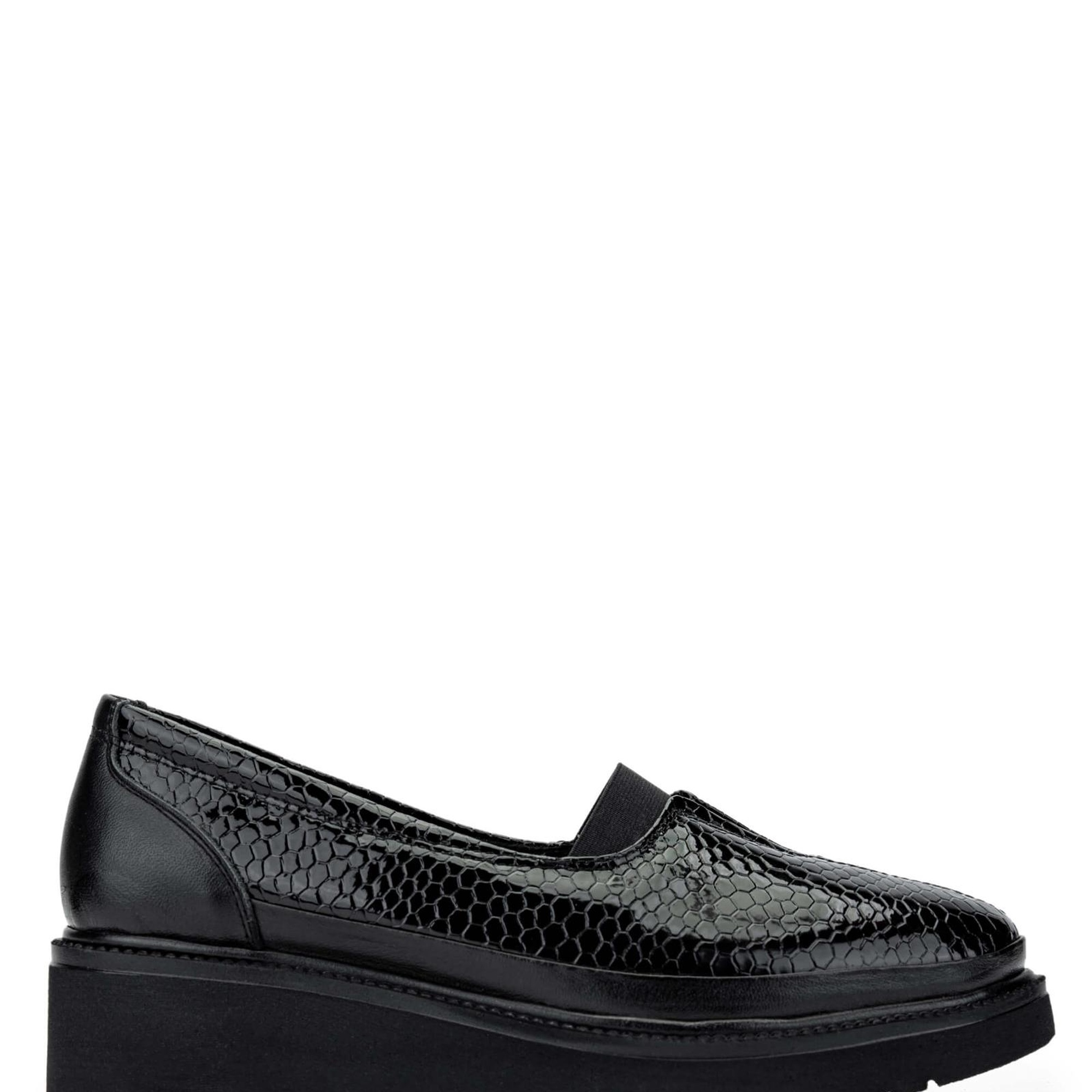 Tamer Tanca Kadın Hakiki Deri Siyah Kroko Casual Ayakkabı