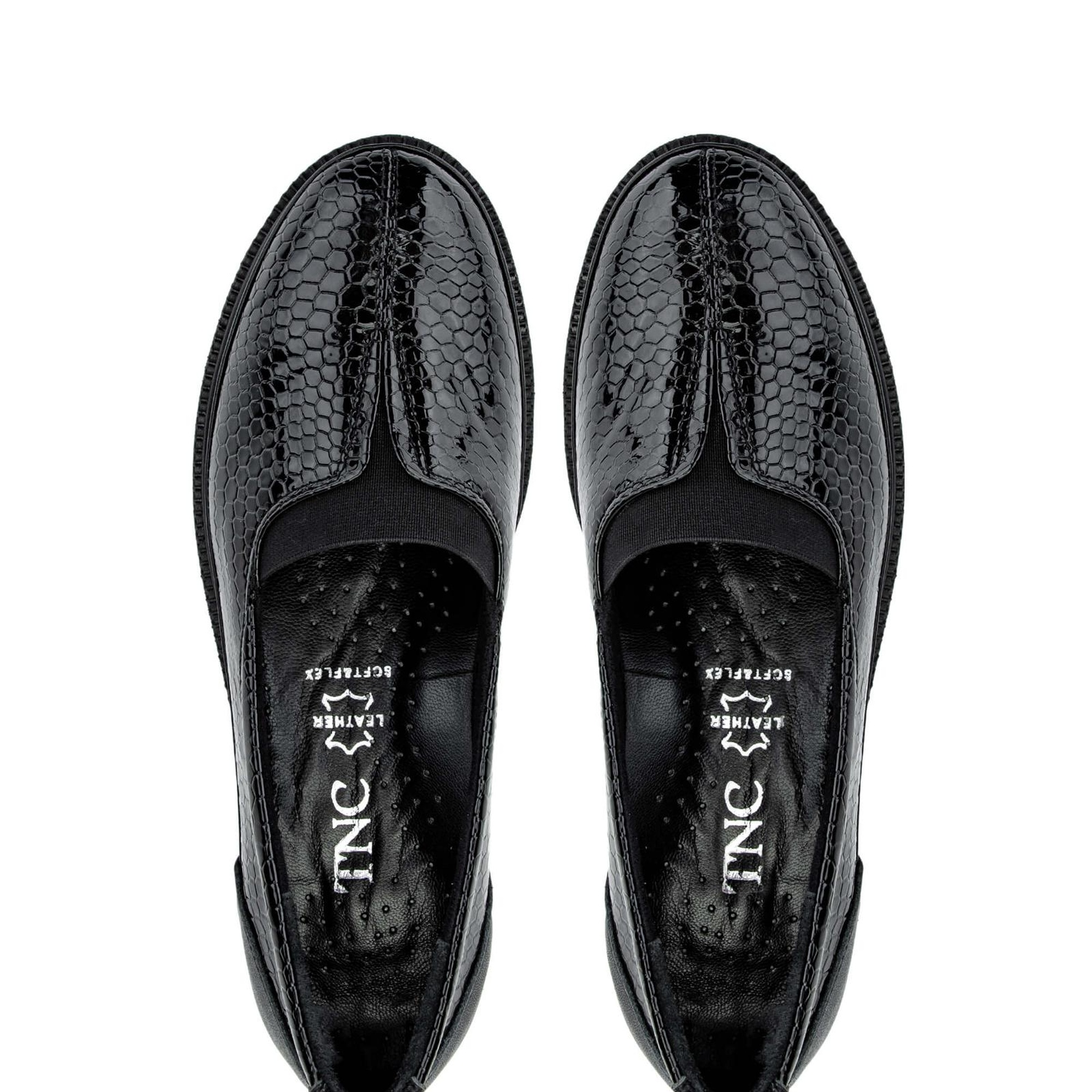 Tamer Tanca Kadın Hakiki Deri Siyah Kroko Casual Ayakkabı