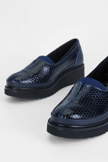  Tamer Tanca Kadın Hakiki Deri Lacivert Casual Ayakkabı