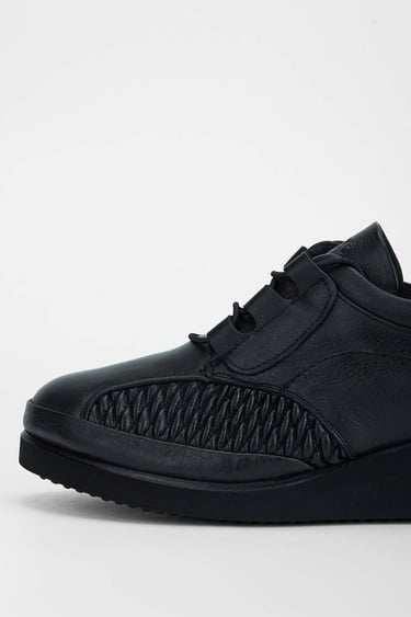  Tamer Tanca Kadın Hakiki Deri Siyah Casual Ayakkabı